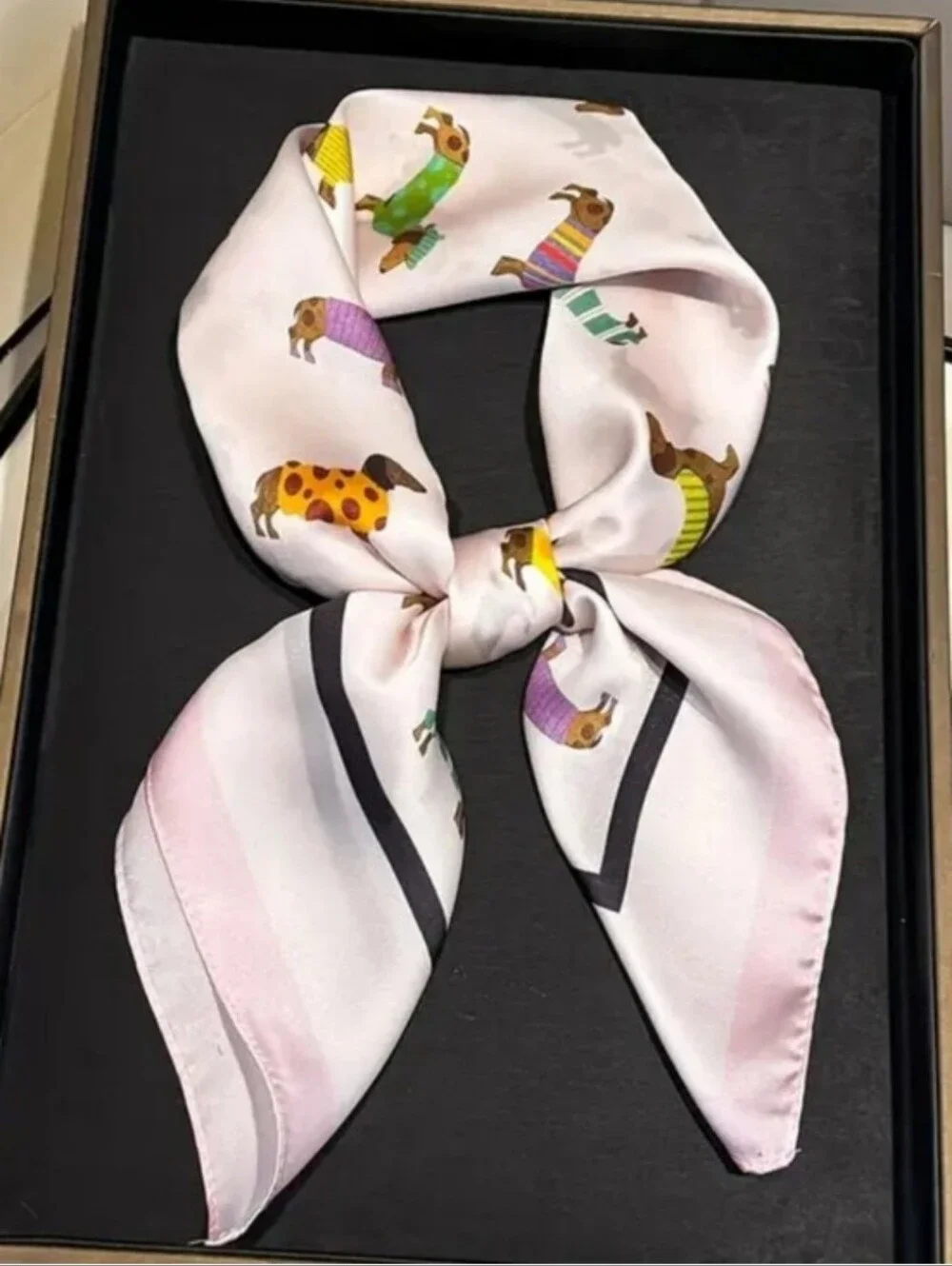 Silk-feel Dachshund Print Pet Bandana Scarf -  Multicolor Dogs Head& Neck Scarf